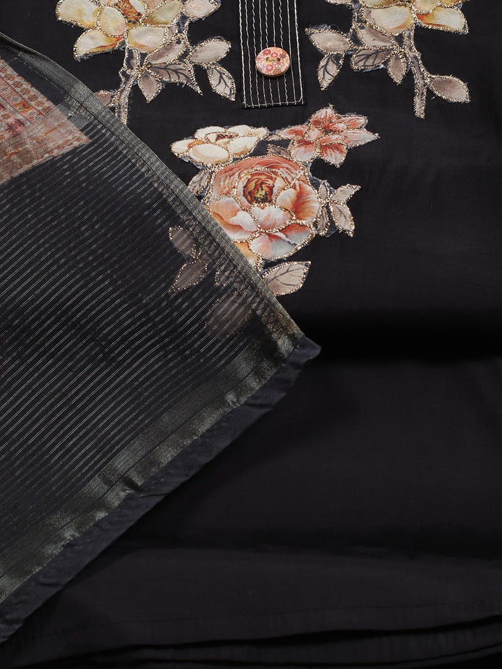 Neck Embroidered Cotton Blend Unstitched Suit Piece With Dupatta
