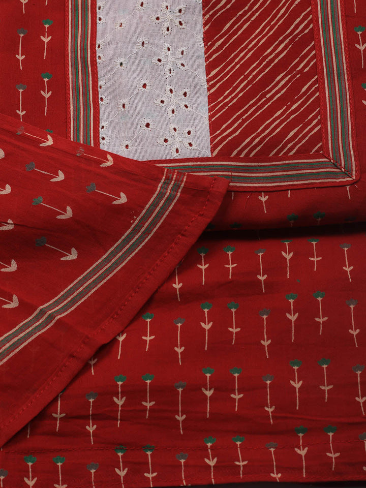 Printed Cotton Blend Unstitched Suit With Dupatta