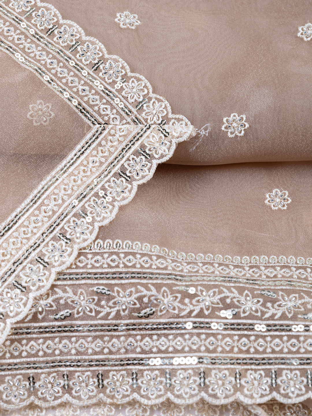 Embroidered Organza Unstitched Suit With Dupatta
