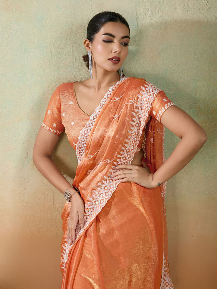 Embroidered Chiffon Velvet Saree