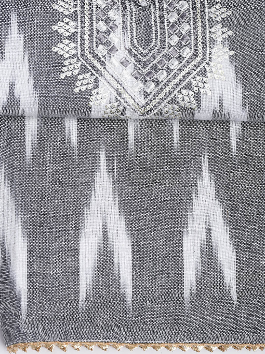 Neck Embroidered Cotton Blend Unstitched Suit Piece With Dupatta