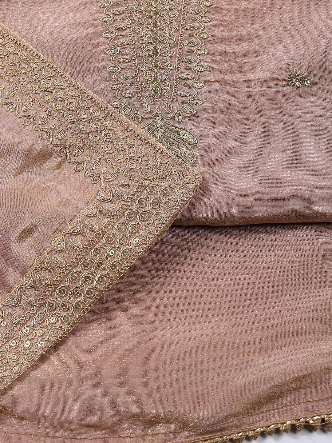 Neck Embroidered Tissue Unstitched Suit With Dupatta