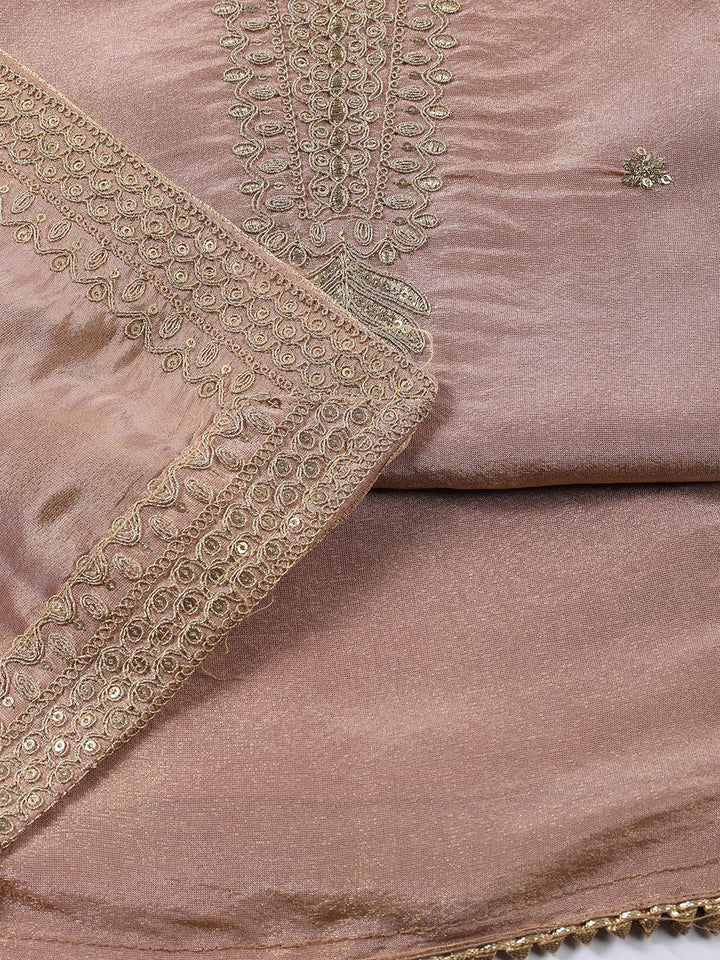 Neck Embroidered Tissue Unstitched Suit With Dupatta
