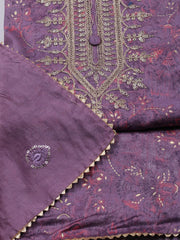 Neck Embroidered Cotton Blend Unstitched Suit Piece With Dupatta