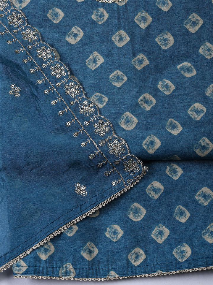 Neck Embroidered Cotton Blend Unstitched Suit With Dupatta