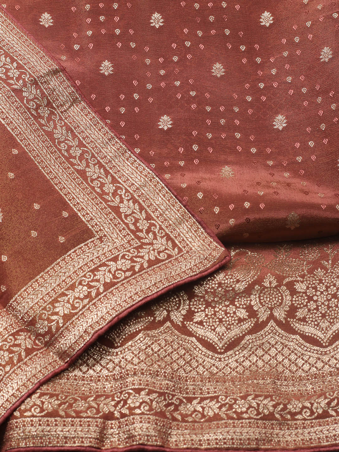 Embroidered Art Silk Unstitched Suit Piece With Dupatta