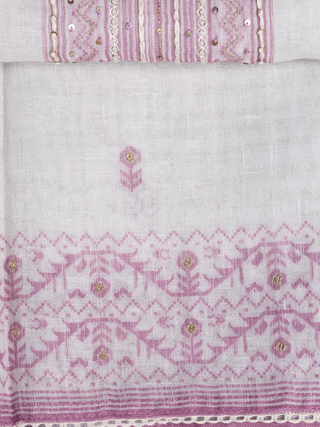 Printed Linen Unstitched Suit With Dupatta