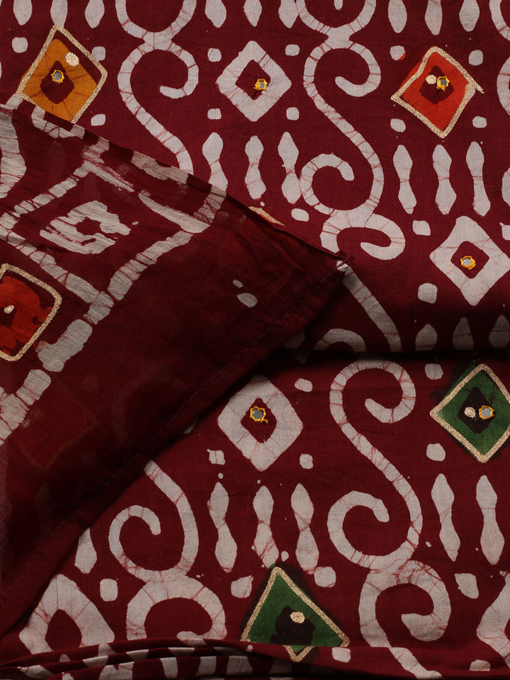 Printed Cotton Blend Unstitched Suit With Dupatta