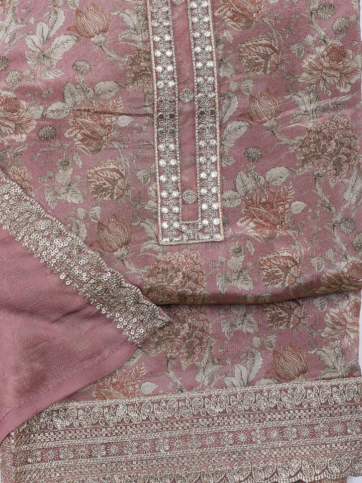 Neck Embroidered Tissue Unstitched Suit With Dupatta
