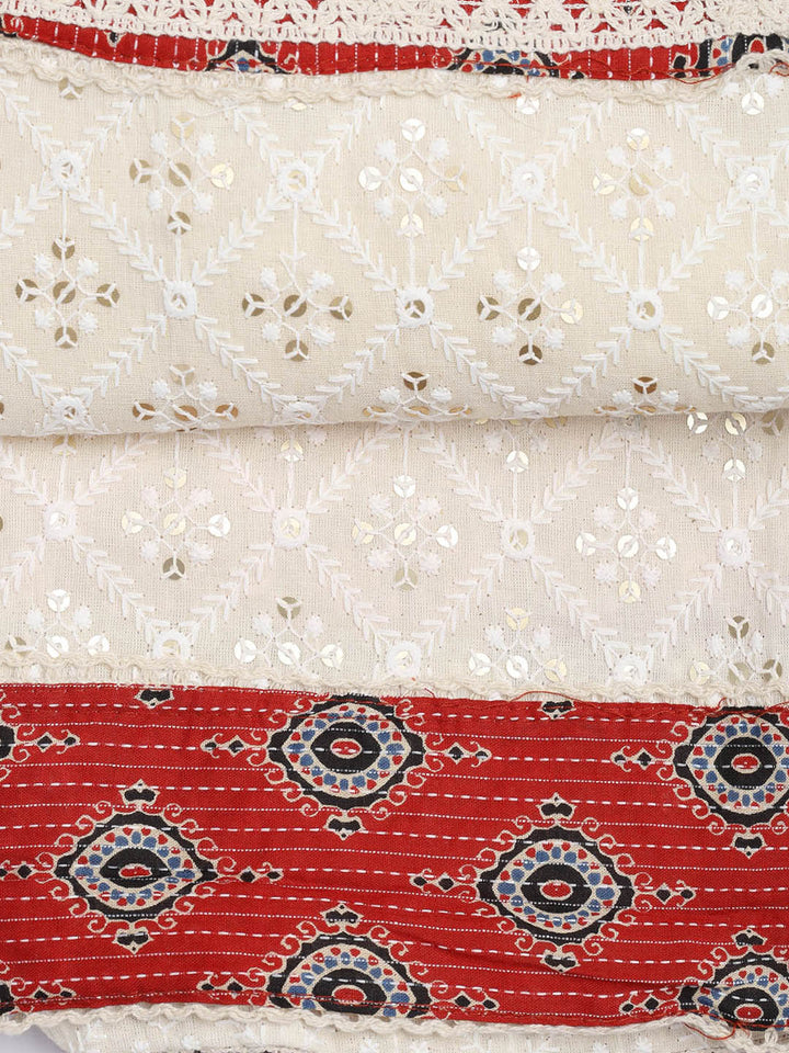 Printed Cotton Blend Unstitched Suit Piece With Dupatta