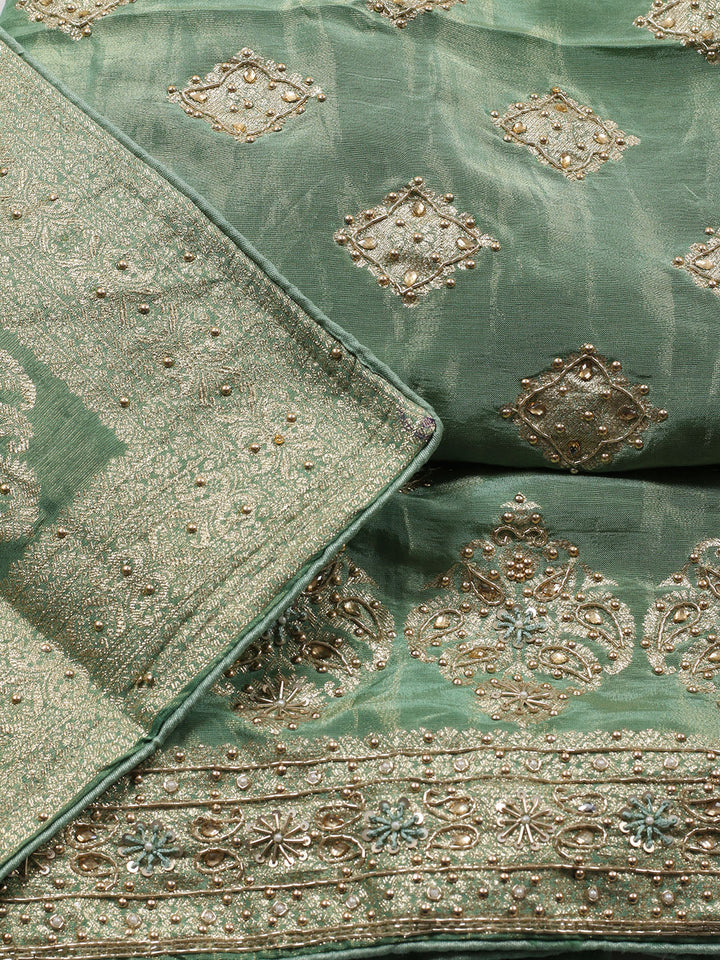 Woven Tissue Unstitched Suit With Dupatta