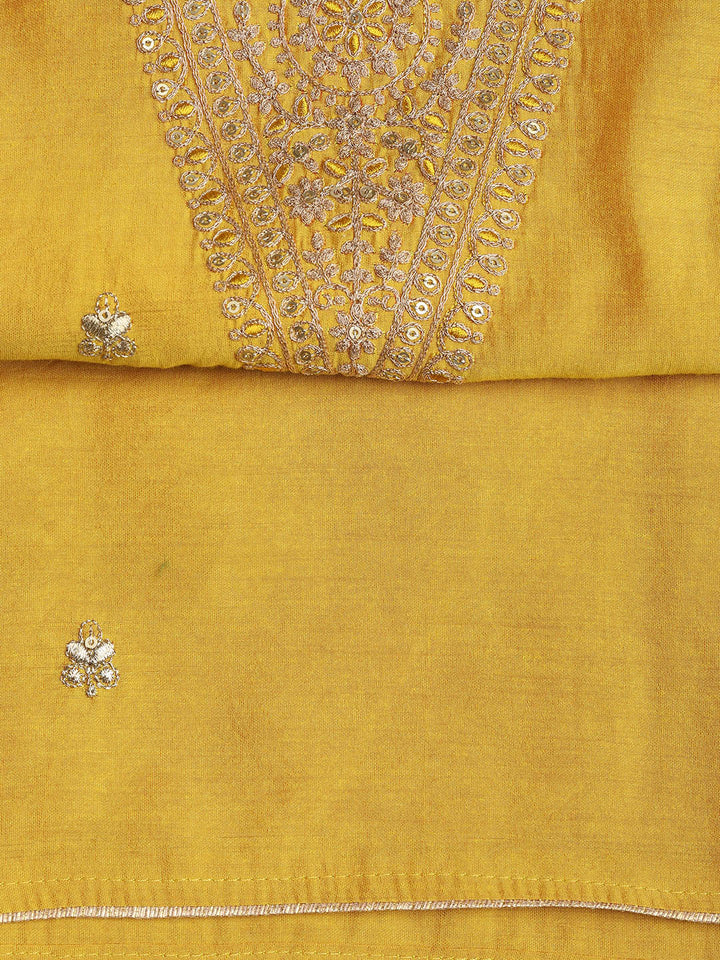 Embroidered Chanderi Unstitched Suit Piece With Dupatta