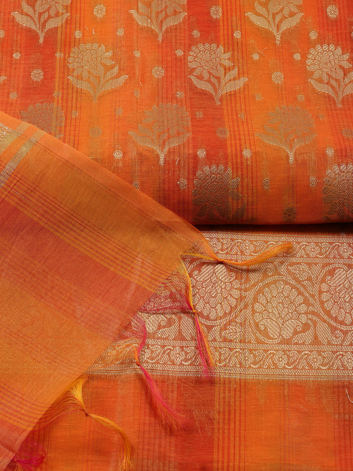 Woven Chanderi Unstitched Suit With Dupatta