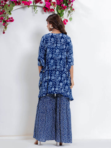 Floral Printed Muslin Kurta With Palazzo