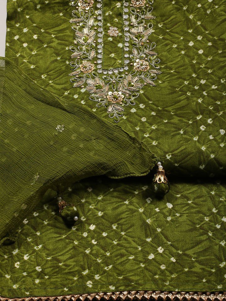 Neck Patti Cotton Blend Unstitched Suit Piece With Dupatta