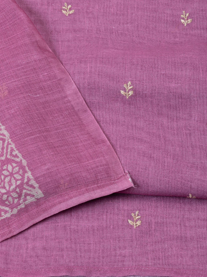 Neck Embroidered Cotton Blend Unstitched Suit With Dupatta