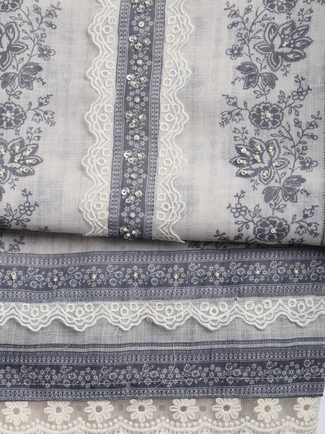 Printed Linen Unstitched Suit Piece With Dupatta