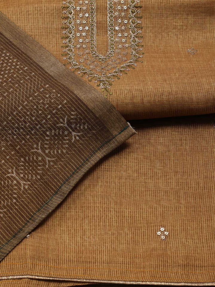 Neck Embroidery Tissue Unstitched Suit Piece With Dupatta