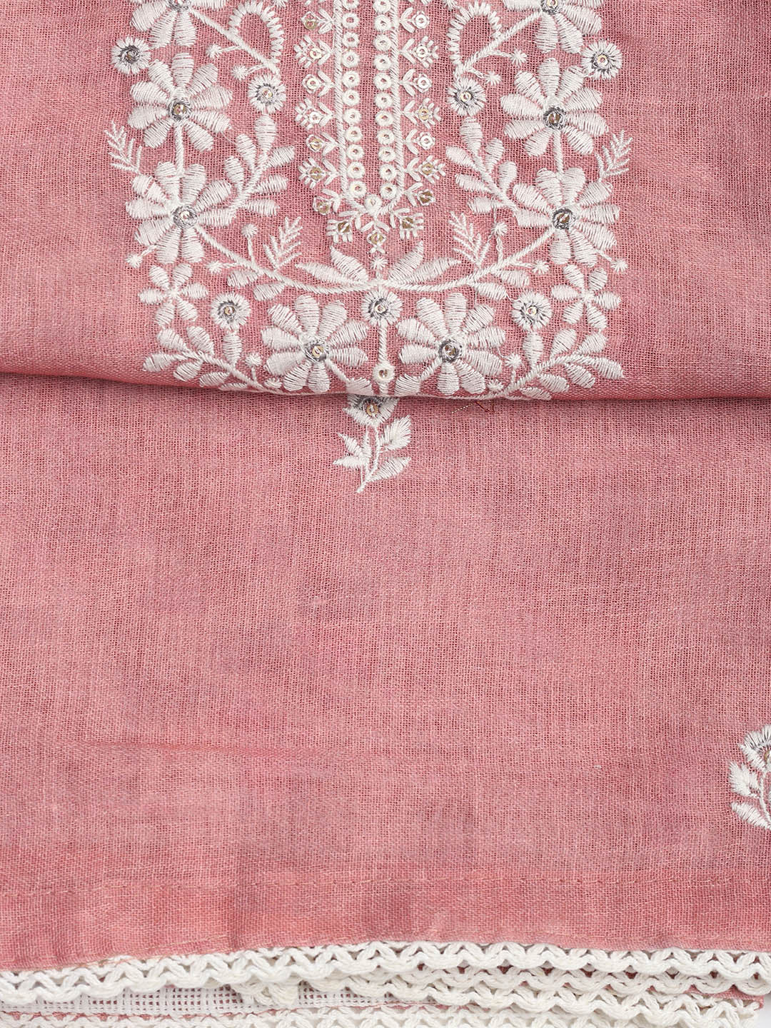 Embroidered Chanderi Unstitched Suit Piece With Dupatta