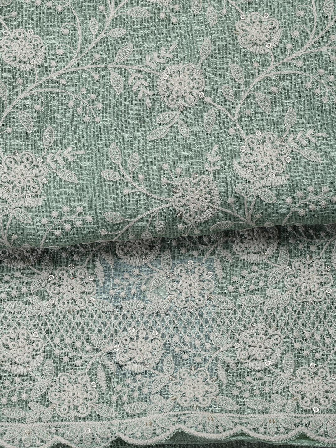Embroidered Cotton Blend Unstitched Suit Piece With Dupatta