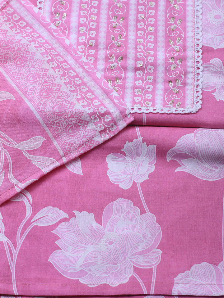 Printed Cotton Blend Unstitched Suit With Dupatta