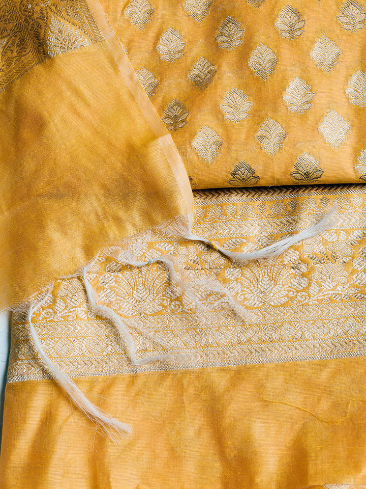 Woven Chanderi Unstitched Suit With Dupatta