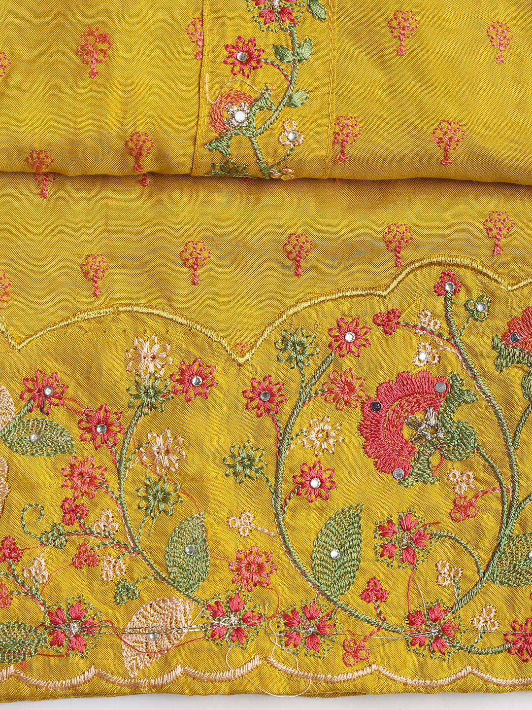 Neck Embroidered Cotton Blend Unstitched Suit With Dupatta