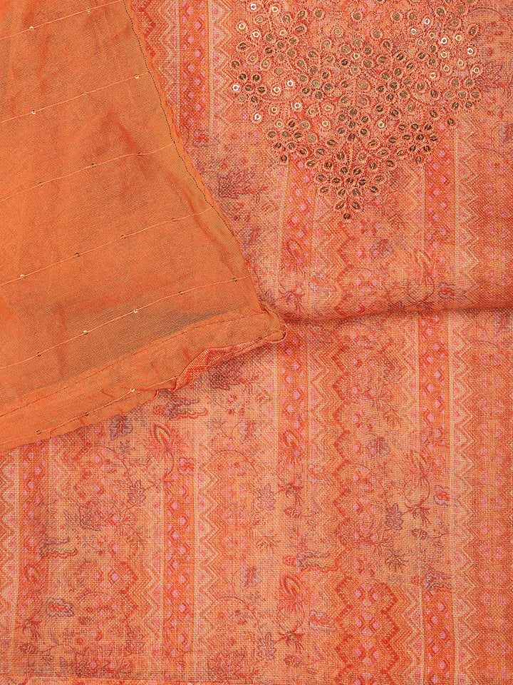 Neck Embroidery Linen Unstitched Suit With Dupatta