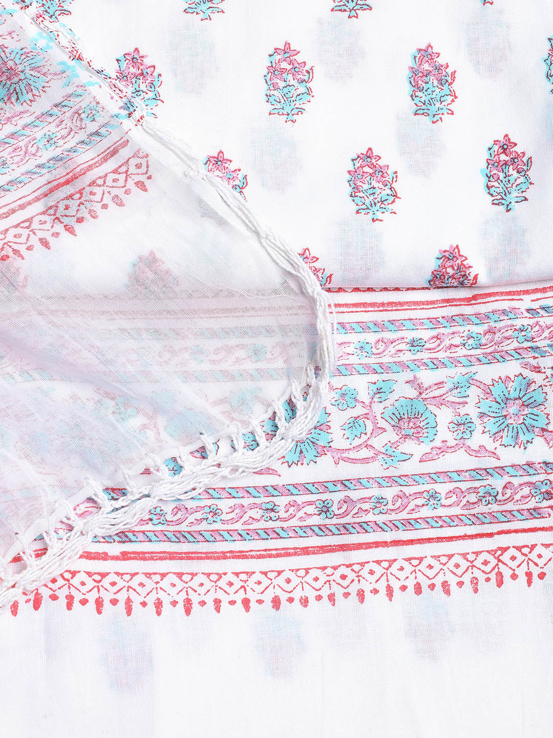 Printed Cotton Blend Unstitched Suit With Dupatta