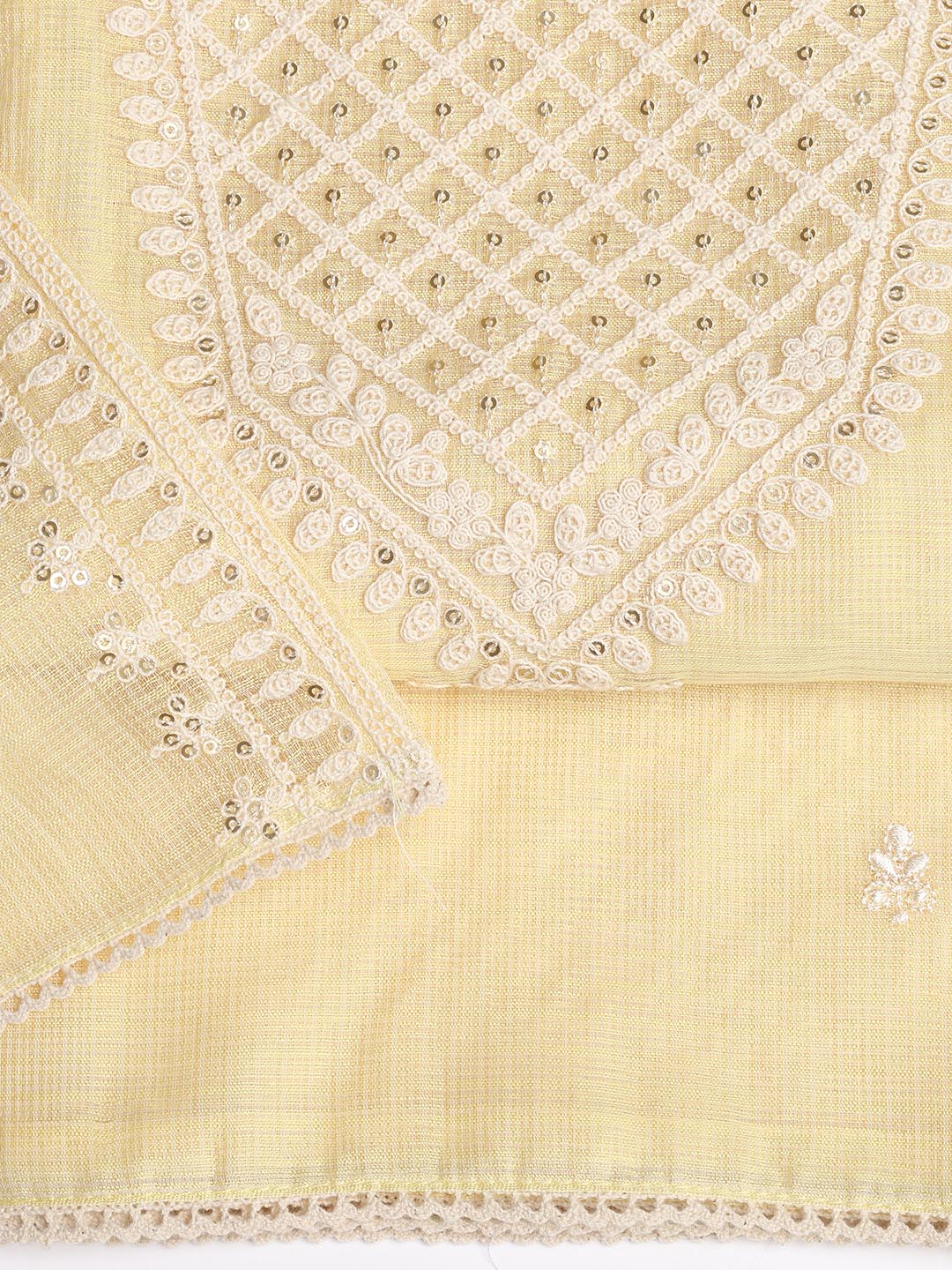 Embroidered Cotton Blend Unstitched Suit Piece With Dupatta