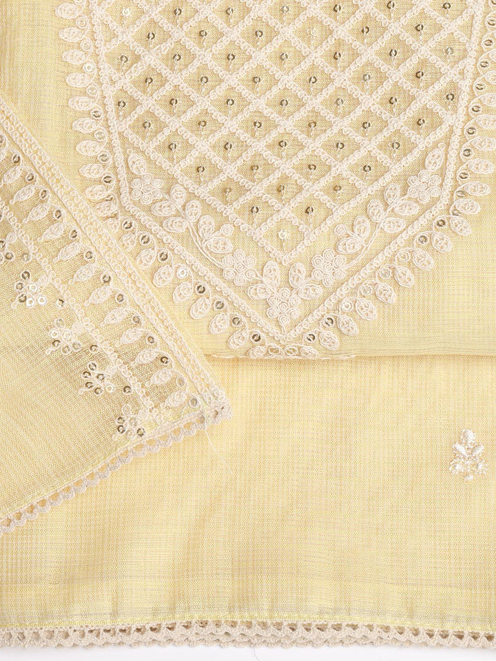 Embroidered Cotton Blend Unstitched Suit Piece With Dupatta