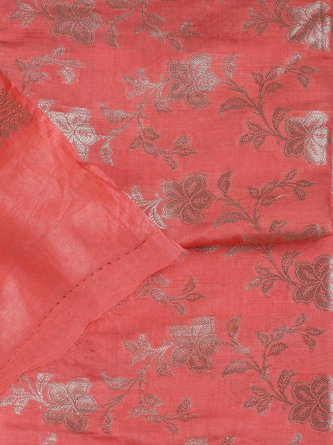 Floral Woven Chanderi Unstitched Suit With Dupatta