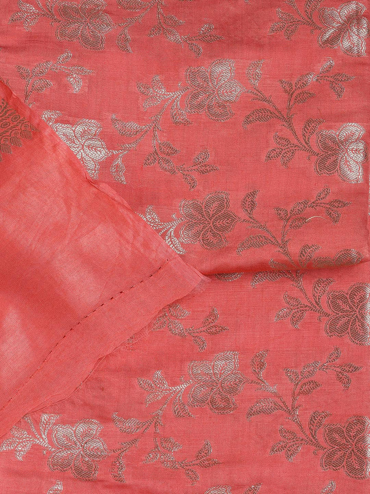 Floral Woven Chanderi Unstitched Suit With Dupatta