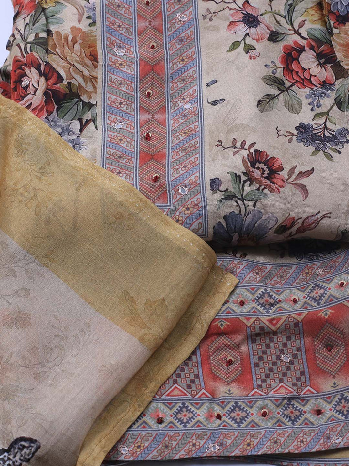 Printed Muslin Unstitched Suit With Dupatta
