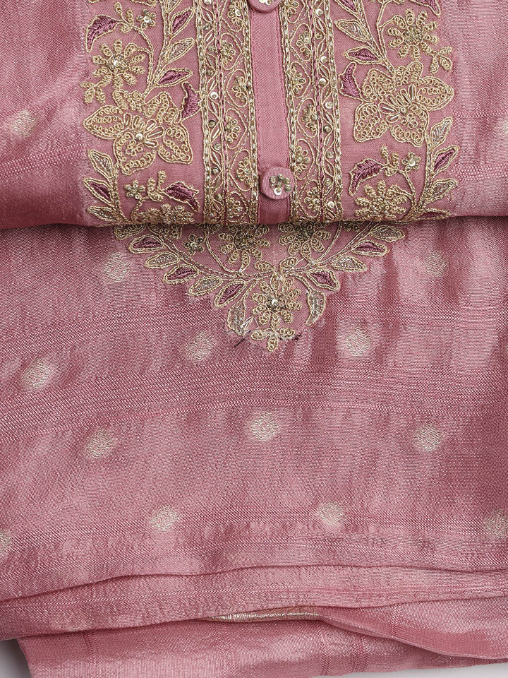 Embroidery Art Silk Unstitched Suit With Dupatta