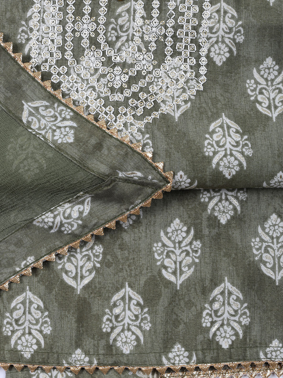 Neck Embroidery Cotton Unstitched Suit Dupatta