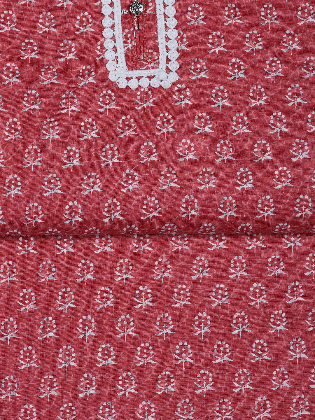 Neck Work Cotton Blend Unstitched Suit With Dupatta