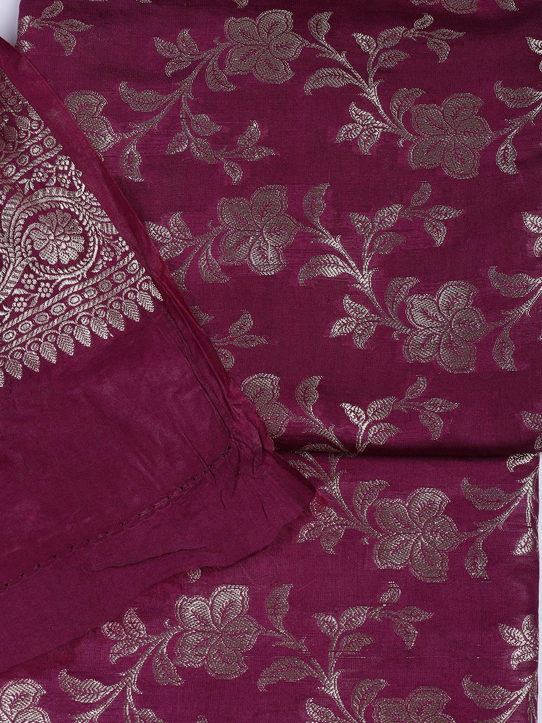 Floral Woven Chanderi Unstitched Suit With Dupatta