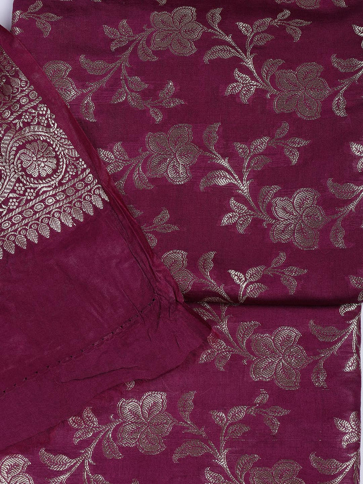 Floral Woven Chanderi Unstitched Suit With Dupatta
