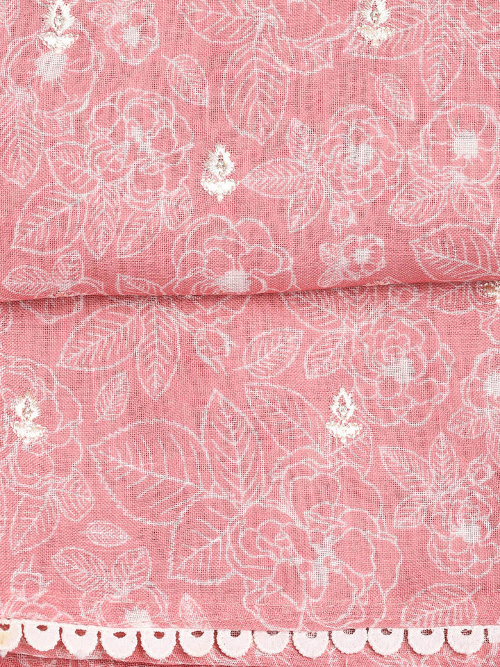 Printed Linen Unstitched Suit With Dupatta