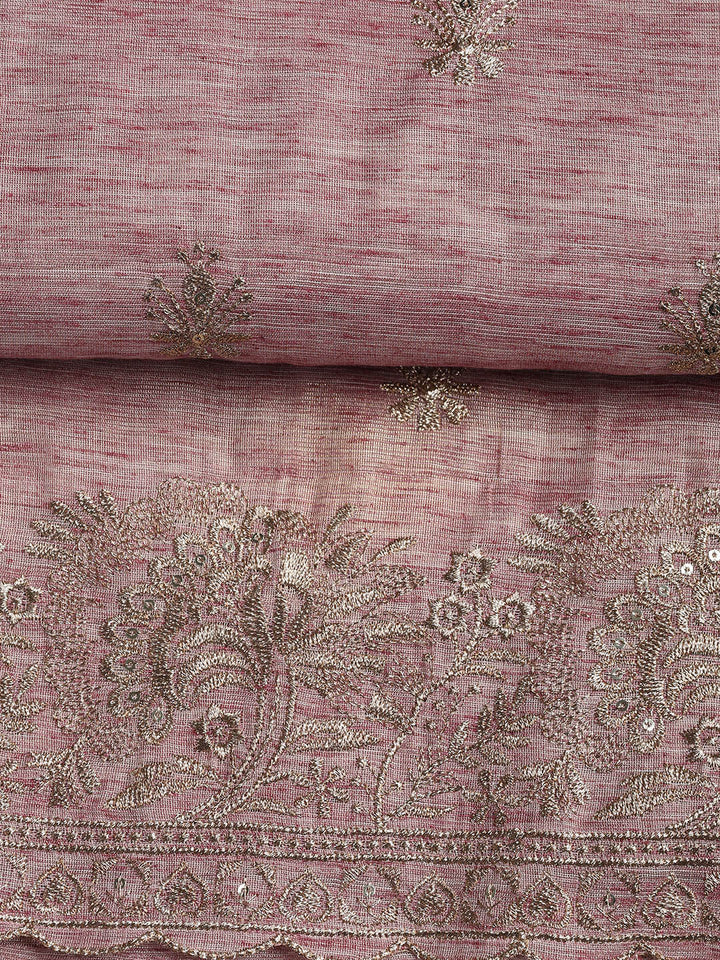 Embroidered Chanderi Unstitched Suit Piece With Dupatta