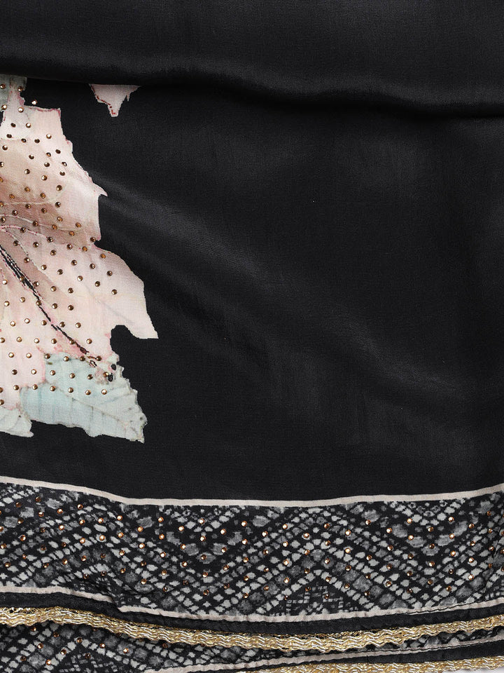 Printed Crepe Unstitched Suit With Dupatta