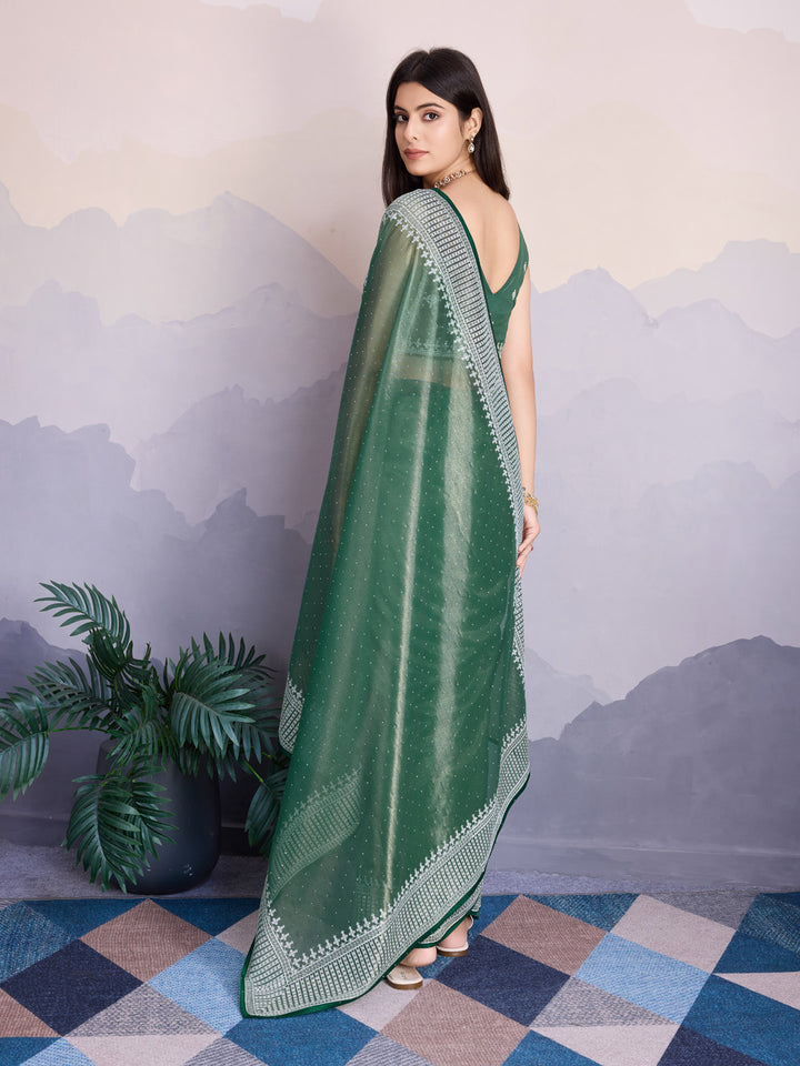 Embroidered Net Saree