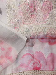 Neck Embroidered Linen Unstitched Suit With Dupatta