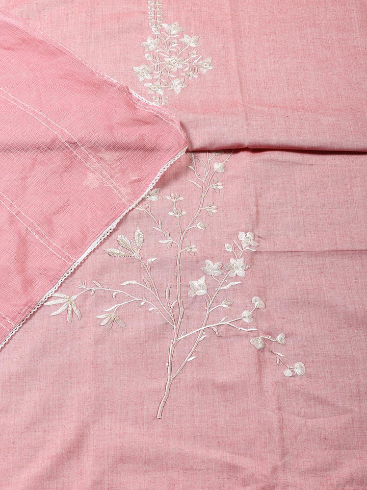 Neck Embroidered Cotton Blend Unstitched Suit Piece With Dupatta
