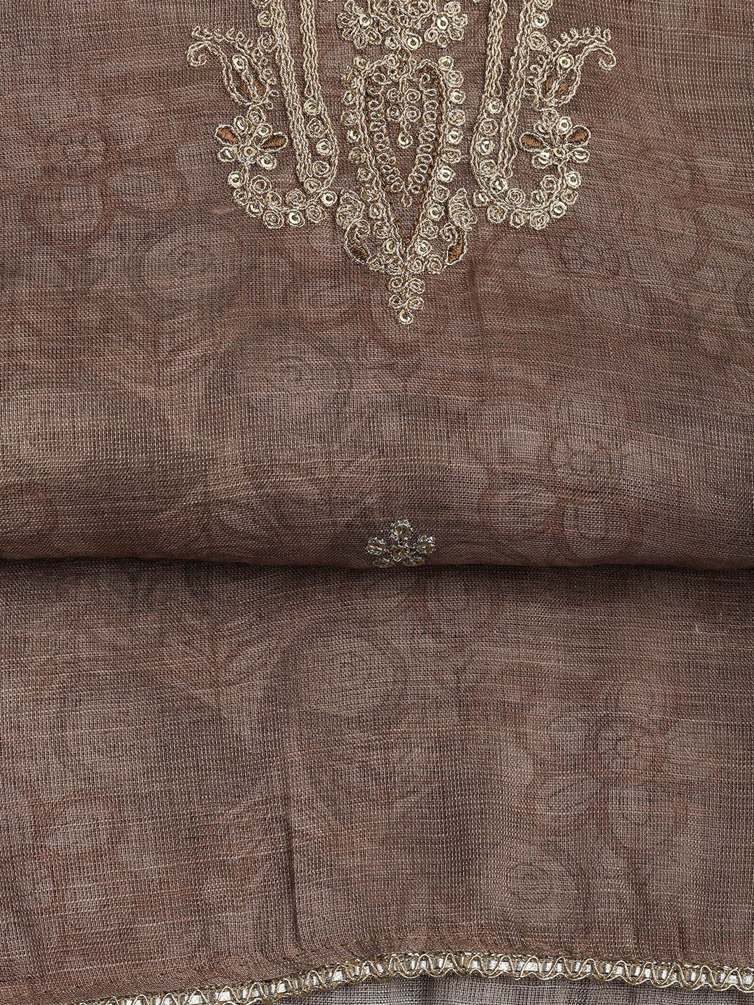 Neck Embroidery Chanderi Unstitched Suit With Dupatta