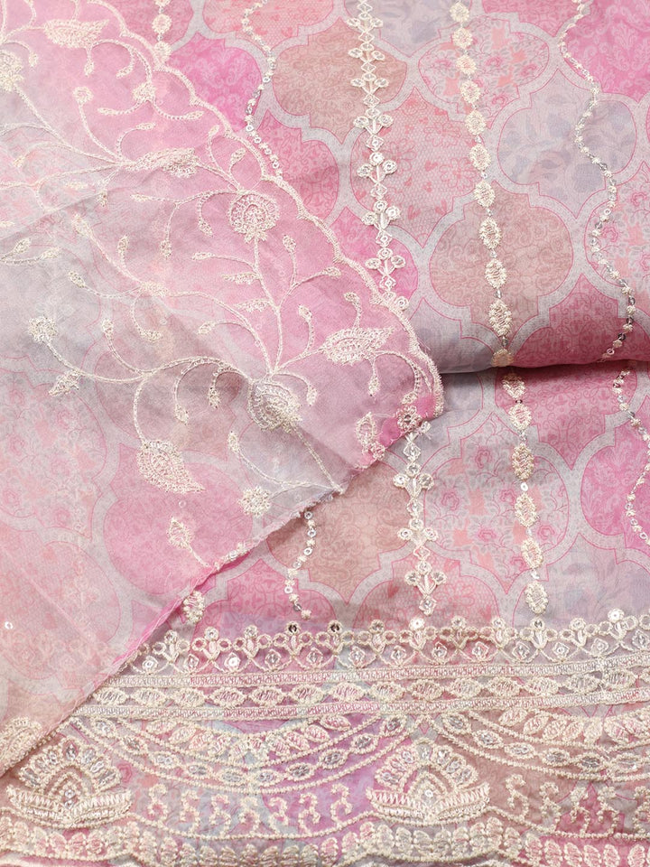 Embroidery Organza Unstitched Suit Piece With Dupatta