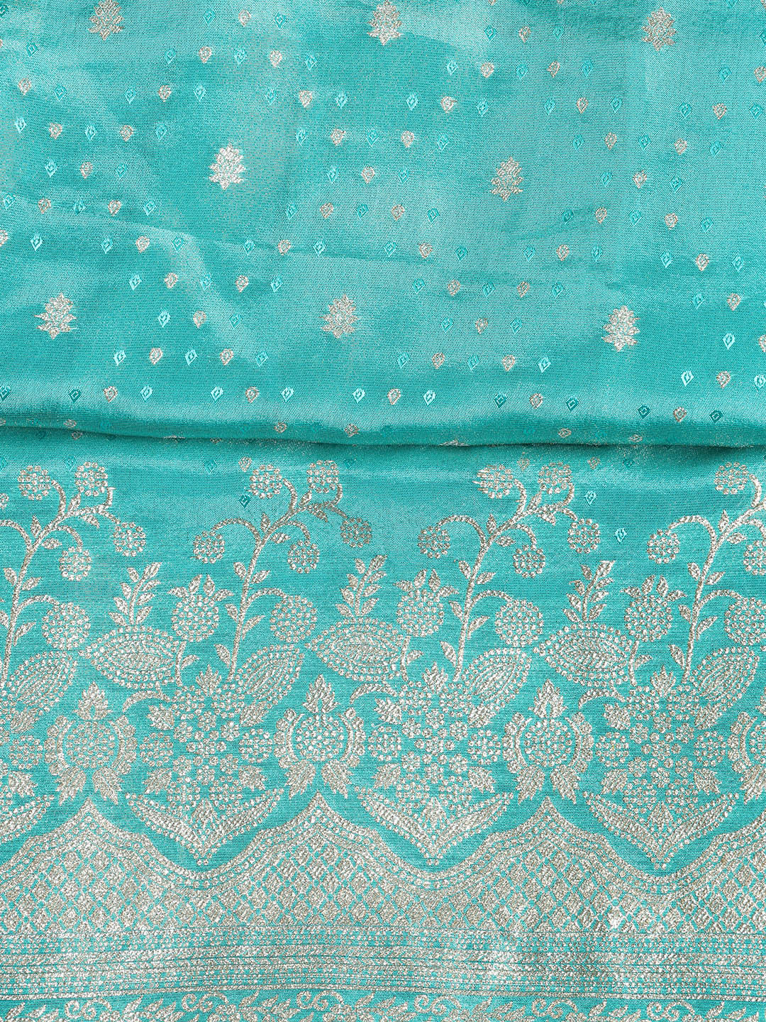 Embroidered Art Silk Unstitched Suit Piece With Dupatta