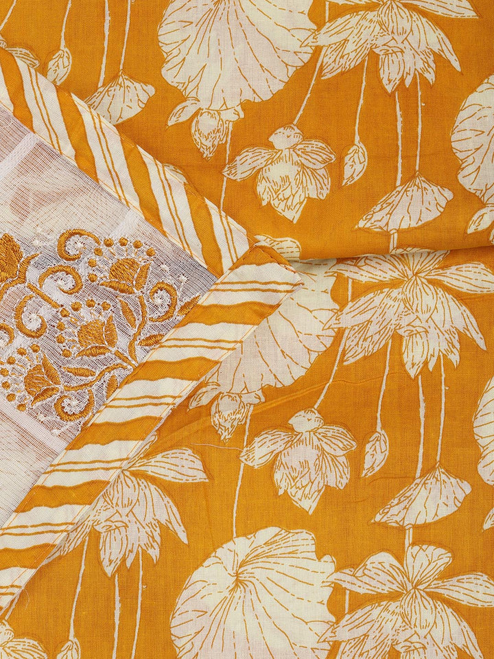 Printed Cotton Blend Unstitched Suit With Dupatta