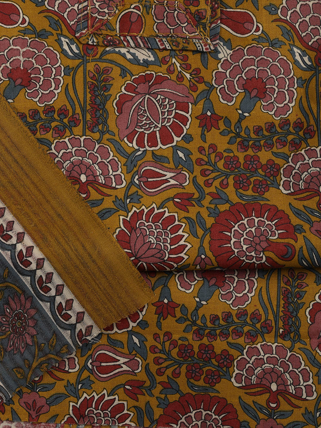 Printed Cotton Blend Unstitched Suit With Dupatta